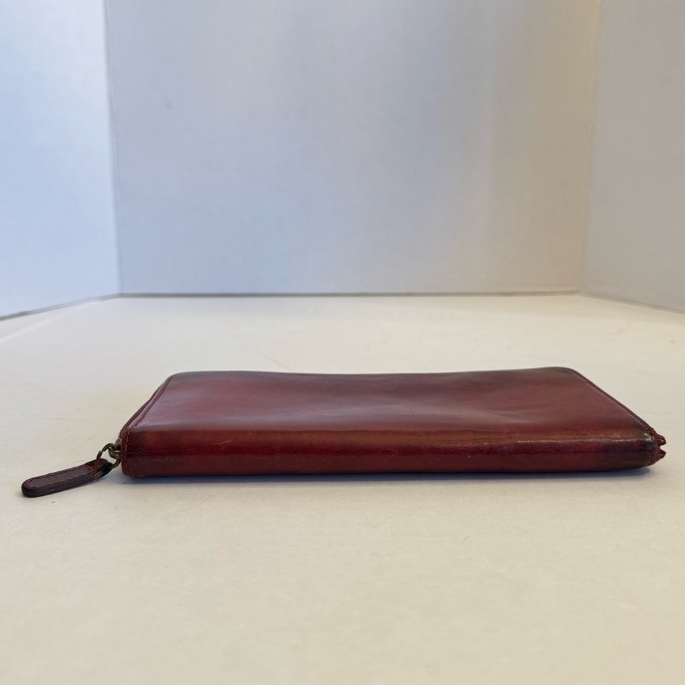 Vintage Coach Wallet Burgundy Leather Card Bill Coin Zip Around Accordion VTG - Picture 4 of 16